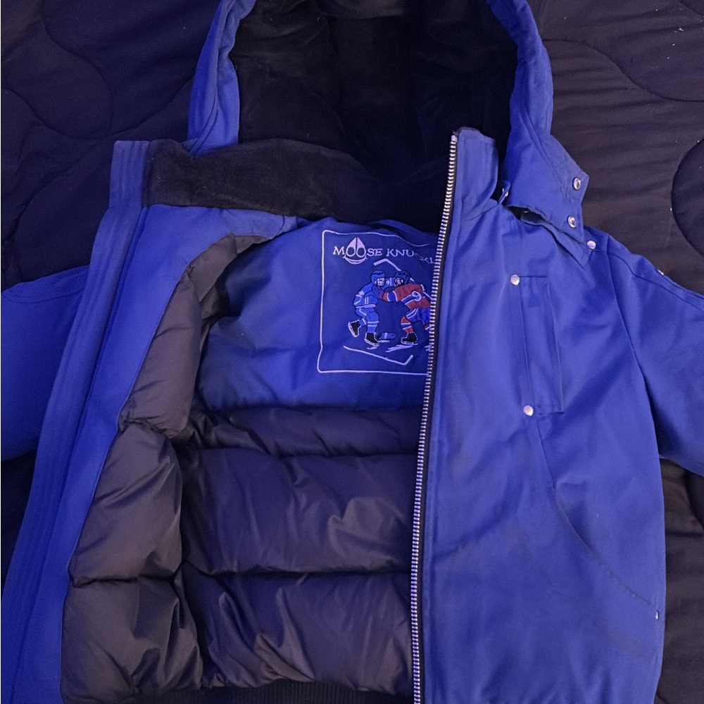 Moose Knuckles Royal Blue Hooded Jacket